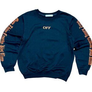Off White x Vlone Black & Orange Crew Neck Sweatshirt, Men's Large